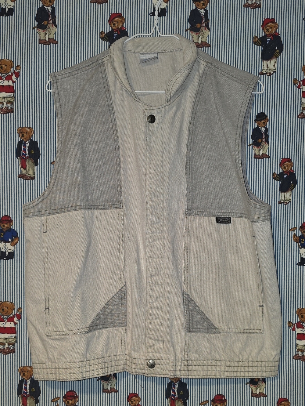 Vintage Wrangler Gray Vest Usa Made Large